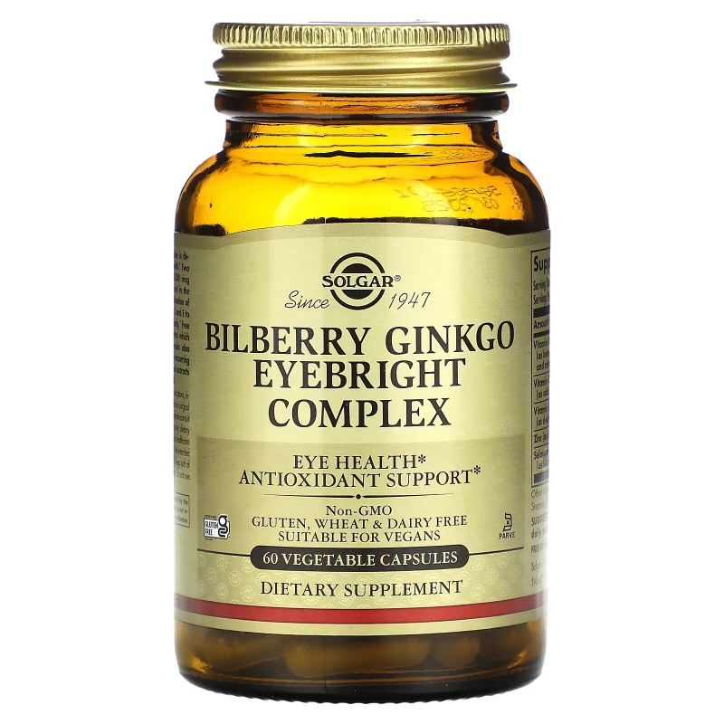 Solgar, Bilberry Ginkgo Eyebright Complex, 60 Vegetable Capsules