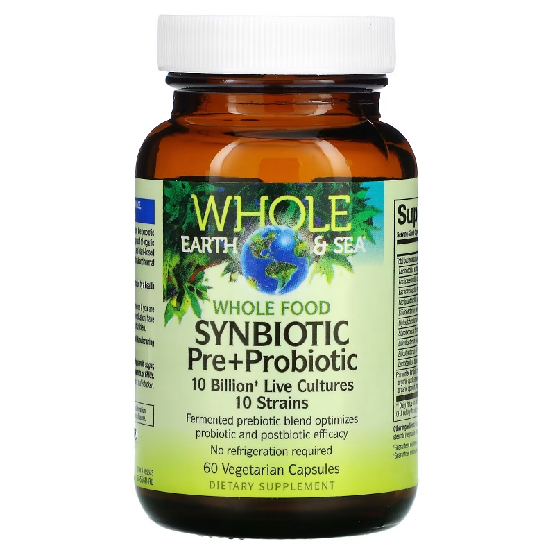 Natural Factors, Whole Earth & Sea, Whole Food Synbiotic Pre+Probiotic, 10 Billion, 60 Vegetarian Capsules