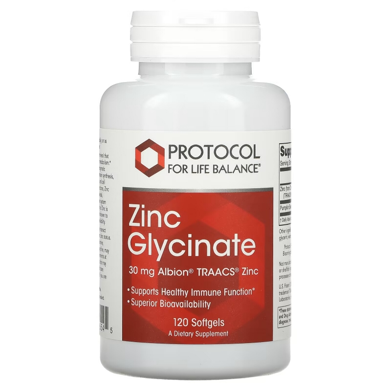 Protocol for Life Balance, Zinc Glycinate, 30 mg, 120 Softgels