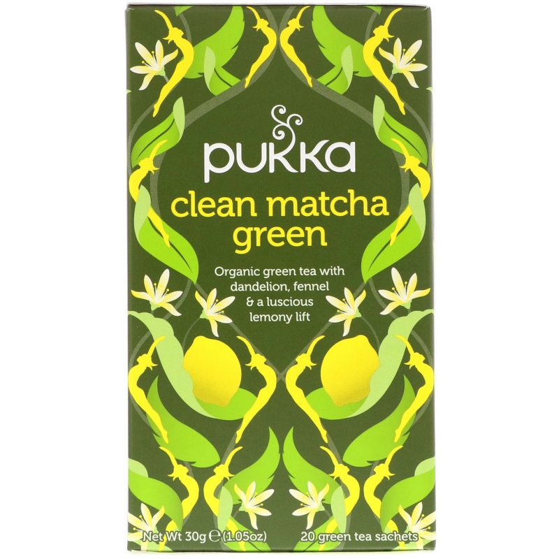 Pukka Herbs, Зеленый чай маття, 20 пакетиков зеленого чая, 1,5 г (0,05 унций) каждый