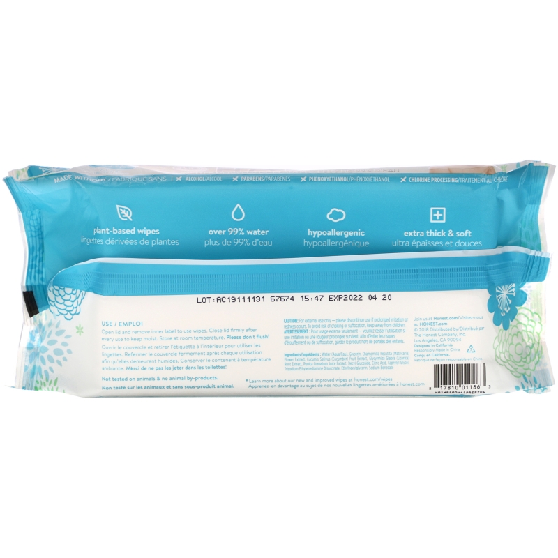 The Honest Company, Plant-Based Wipes, Classics, 72 Wipes