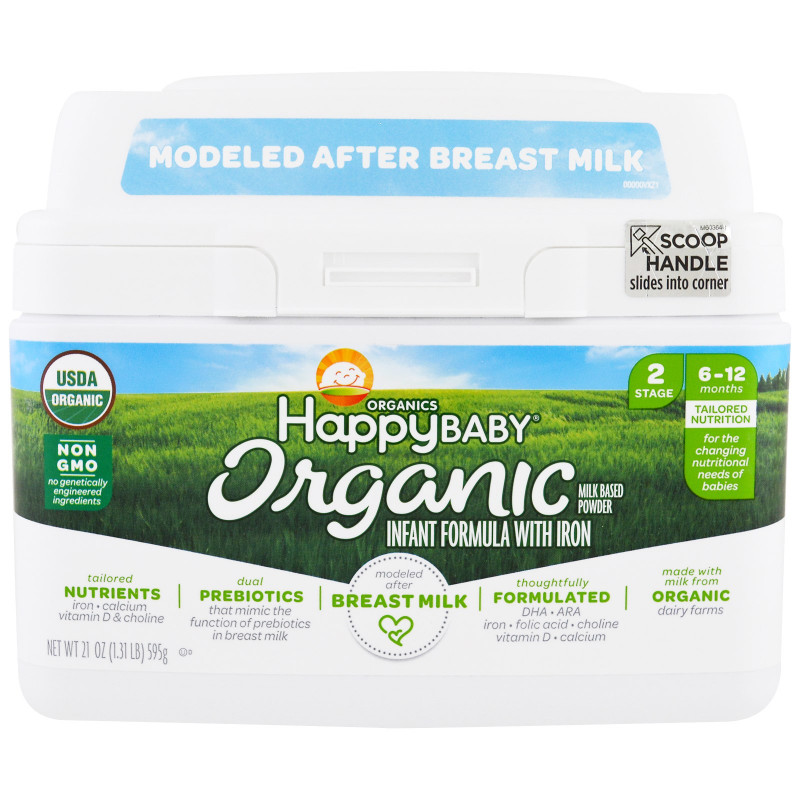 Happy Family Organics, Organics Happy Baby, формула для грудных детей, этап 2, 6-12 месяцев, 21 унция (595 г)