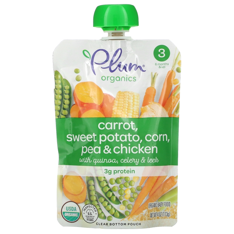 Plum Organics Органическое детское питание киноа и лук-порей с курицей и эстрагоном 4 унции (113 г)