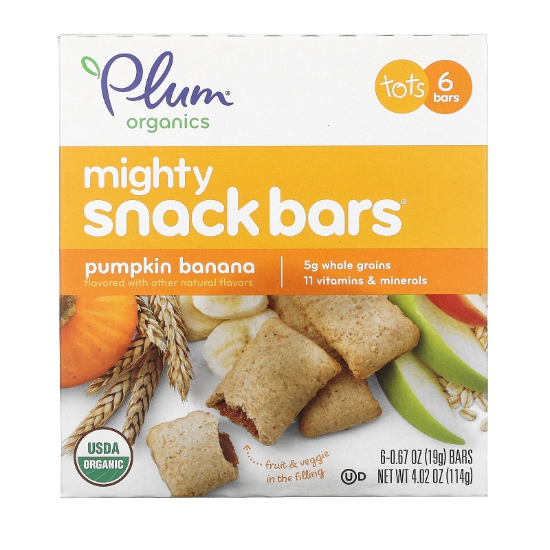 Plum Organics Mighty 4 Essential Nutrition Bar Pumpkin Banana 6 Bars 6-.67 oz (19 g) Each