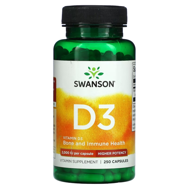 Swanson, Vitamin D3, 2,000 IU, 250 Capsules